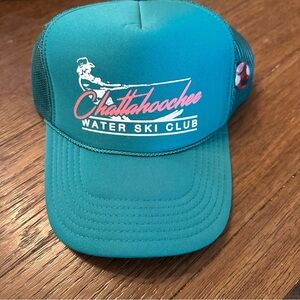 Rare Vintage Otto Chattahoochee Water Ski Club Cap With Alan Jackson Button Pin